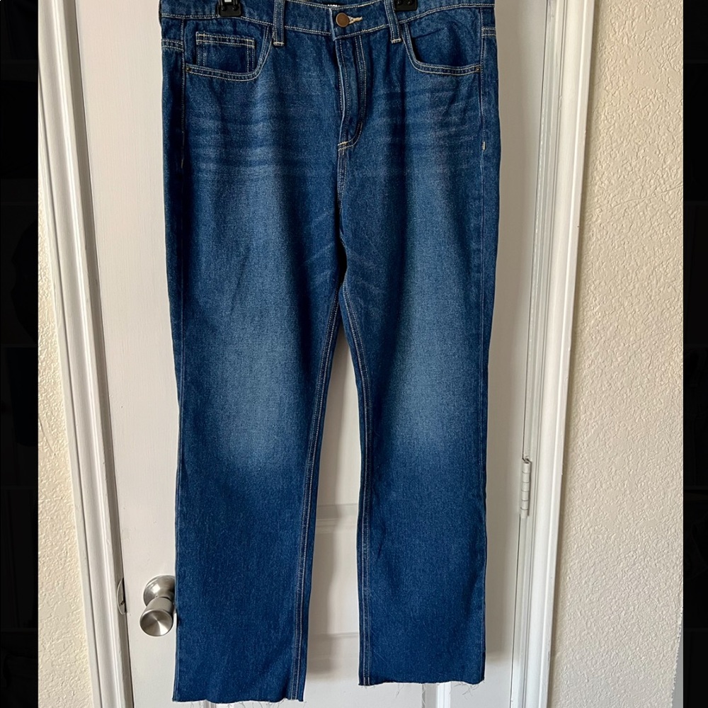 Fashion nova high rise raw hem straight jeans